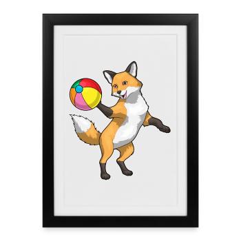 Fox Swimming Water Polo Summer - Framed poster (27 × 37 cm) - black - Front