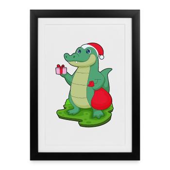 Crocodile Christmas Package - Framed poster (27 × 37 cm) - black - Front