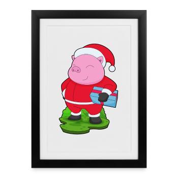 Pig Christmas Package - Framed poster (27 × 37 cm) - black - Front