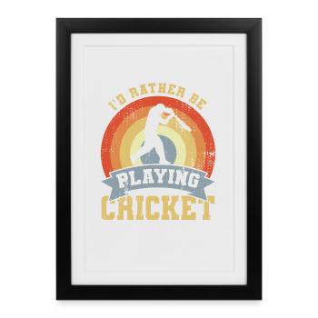 Je préfère jouer au cricket - Affiche encadrée (27 × 37 cm) - noir - Devant