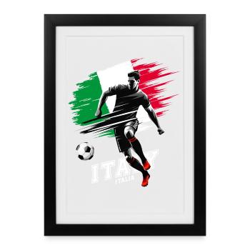 Joueur de football italien avec drapeau - Affiche encadrée (27 × 37 cm) - noir - Devant