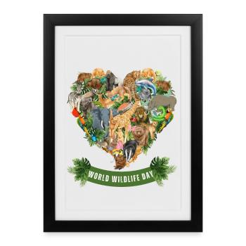 Journée mondiale de la vie sauvage - Amoureux de la faune - Affiche encadrée (27 × 37 cm) - noir - Devant