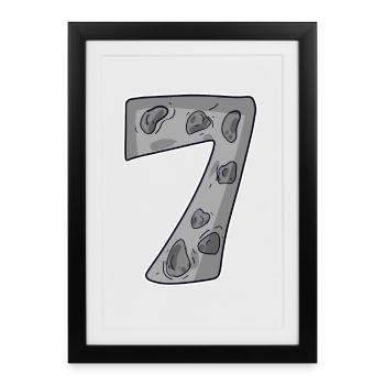 7 Numéro sept numéro symbole signe - Affiche encadrée (27 × 37 cm) - noir - Devant