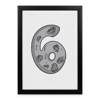 Numéro 6 Numéro Lune de l’espace - Affiche encadrée (27 × 37 cm) - noir - Devant