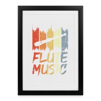 Musique de flûte vintage - Affiche encadrée (27 × 37 cm) - noir - Devant