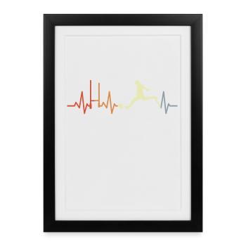 ECG de la ligne cardiaque d’un joueur de rugby - Affiche encadrée (27 × 37 cm) - noir - Devant