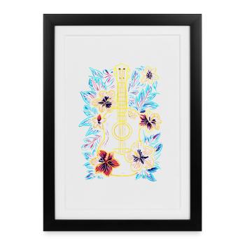 Musique d’Hawaï Look rétro - Affiche encadrée (27 × 37 cm) - noir - Devant