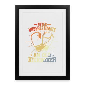 Grand-père kickboxeur - Affiche encadrée (27 × 37 cm) - noir - Devant