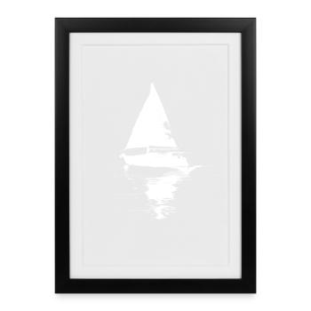 Croquis de voile - Affiche encadrée (27 × 37 cm) - noir - Devant