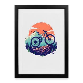 Mountain biking - Framed poster (27 × 37 cm) - black - Front