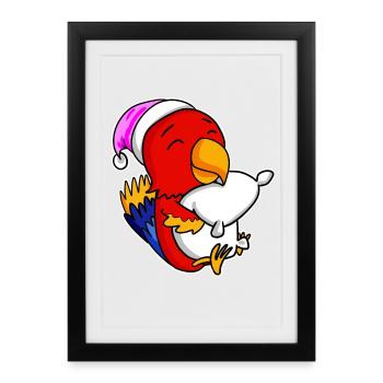 Parrot Tired Sleeping Sleeping Girl - Framed poster (27 × 37 cm) - black - Front