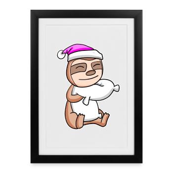 Sloth Tired Sleeping Sleeping Girl - Framed poster (27 × 37 cm) - black - Front