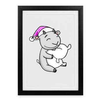 Goat Tired Sleeping Sleeping Girl - Framed poster (27 × 37 cm) - black - Front