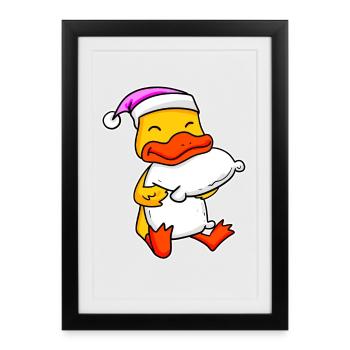 Duck Tired Sleeping Sleeping Girl - Framed poster (27 × 37 cm) - black - Front