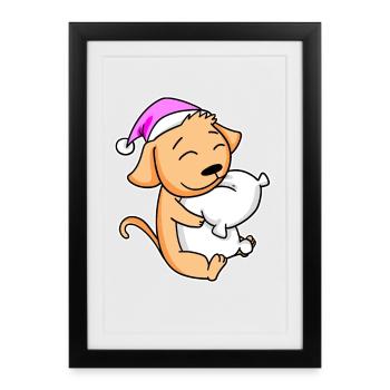 Dog Tired Sleeping Sleeping Girl - Framed poster (27 × 37 cm) - black - Front