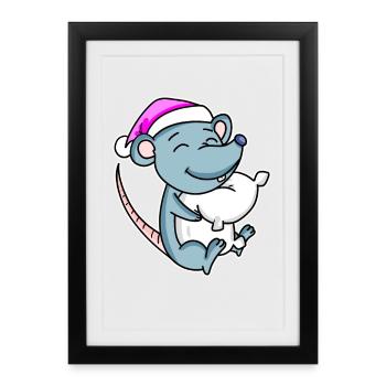 Mouse Tired Sleeping Sleep Girl - Framed poster (27 × 37 cm) - black - Front