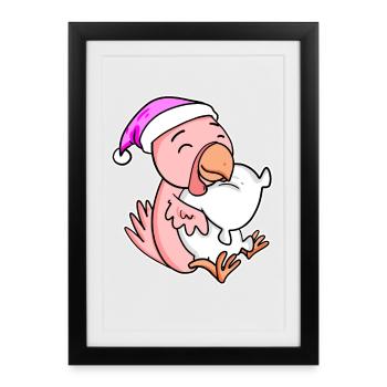 Chicken Tired Sleeping Sleeping Girl - Framed poster (27 × 37 cm) - black - Front