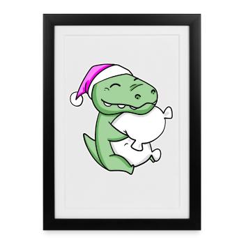 Crocodile Tired Sleeping Sleeping Girl - Framed poster (27 × 37 cm) - black - Front