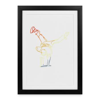 Croquis de Breakdancer Vintage - Affiche encadrée (27 × 37 cm) - noir - Devant
