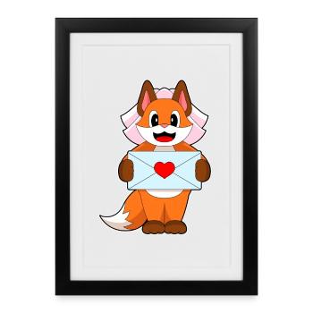 Fox mariée lettre mariage - Affiche encadrée (27 × 37 cm) - noir - Devant