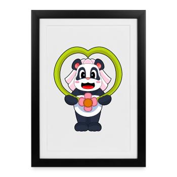 Panda mariée coeur mariage - Affiche encadrée (27 × 37 cm) - noir - Devant