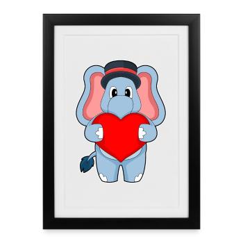 Elefant Bräutigam Herz Hochzeit - Gerahmtes Poster (27 × 37 cm) - Schwarz - Vorne