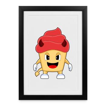 Cupcake Halloween Diable - Affiche encadrée (27 × 37 cm) - noir - Devant
