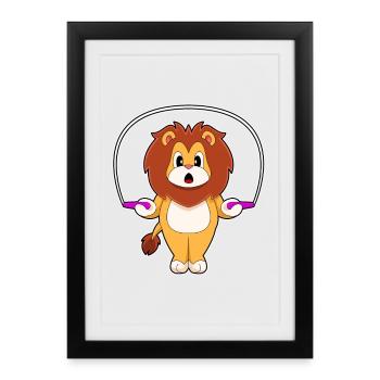 Lion Jumping Rope Skipping Rope Fitness - Framed poster (27 × 37 cm) - black - Front
