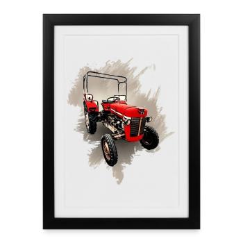 Tracteur M F 30 Bulldog - Affiche encadrée (27 × 37 cm) - noir - Devant