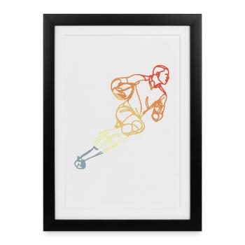 Croquis de Rugby Vintage - Affiche encadrée (27 × 37 cm) - noir - Devant