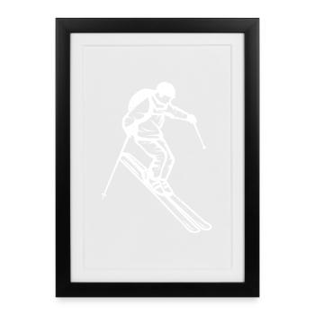 Skier Drawing - Framed poster (27 × 37 cm) - black - Front