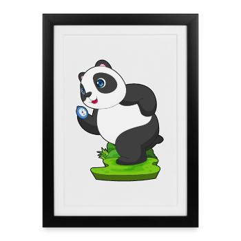 Panda Jogger Joggen Sport - Gerahmtes Poster (27 × 37 cm) - Schwarz - Vorne