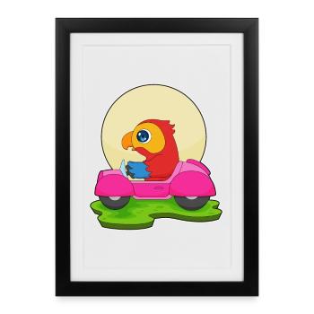 Voiture de perroquet - Affiche encadrée (27 × 37 cm) - noir - Devant