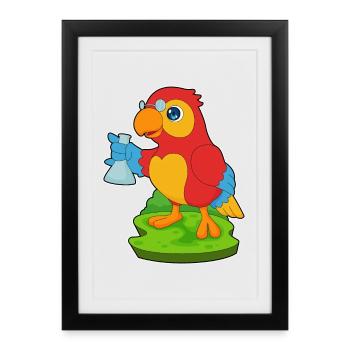 Chimie du tube à essai Parrot Teacher - Affiche encadrée (27 × 37 cm) - noir - Devant