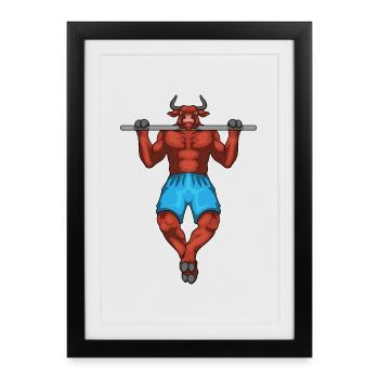 Taurus Bodybuilder Pull-Ups Bodybuilding - Framed poster (27 × 37 cm) - black - Front