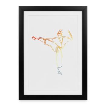 Dessin de karatéka vintage - Affiche encadrée (27 × 37 cm) - noir - Devant