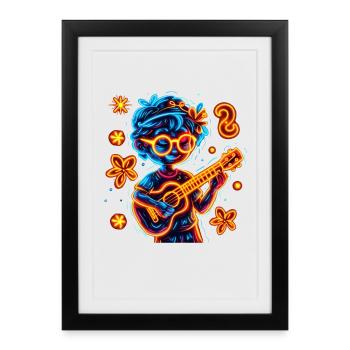 Ukuléléliste des années 90 - Affiche encadrée (27 × 37 cm) - noir - Devant