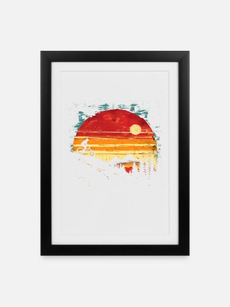 Vintage Mountainbiking - Gerahmtes Poster (27 × 37 cm) - Schwarz