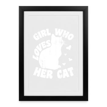 Girl who loves her cat - Framed poster (27 × 37 cm) - black - Front