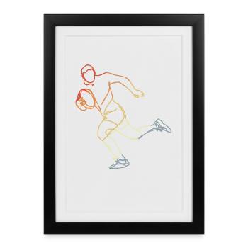 Croquis de joueur de rugby - Affiche encadrée (27 × 37 cm) - noir - Devant
