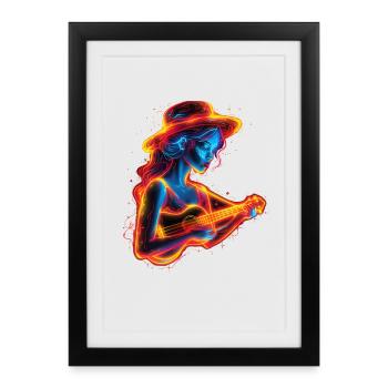 Ukulele player Steamwave - Framed poster (27 × 37 cm) - black - Front