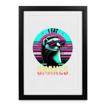 Je mange des serpents mangouste Vintage - Affiche encadrée (27 × 37 cm) - noir - Devant