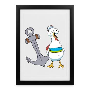 Poulet Marin Marin Ancre Maritime Ahoy Voyage - Affiche encadrée (27 × 37 cm) - noir - Devant