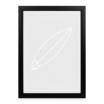Surfboard Drawing - Framed poster (27 × 37 cm) - black - Front