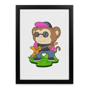 Monkey Musician Guitar Music - Framed poster (27 × 37 cm) - black - Front
