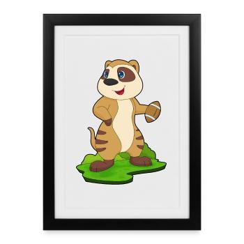 Meerkat American Football Sports - Framed poster (27 × 37 cm) - black - Front