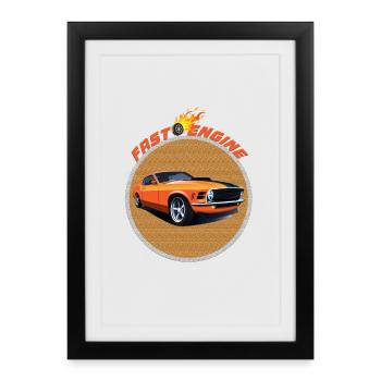 SUPER CAR FAST ENGINE VOITURE DE SPORT - Affiche encadrée (27 × 37 cm) - noir - Devant