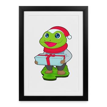 Frog Christmas Package - Framed poster (27 × 37 cm) - black - Front