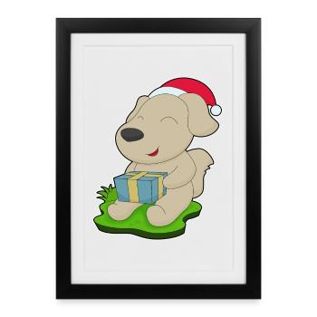 Dog Christmas Package - Framed poster (27 × 37 cm) - black - Front