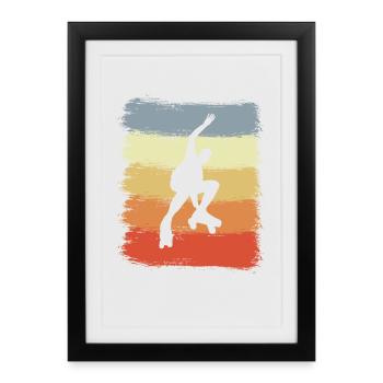 Vintage Roller Skating Skater - Framed poster (27 × 37 cm) - black - Front